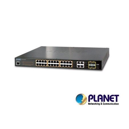 Switch PoE 28 puertos giga, 24 de ellos PoE, SFP administrable-L2 Planet GS-4210-24PL4C
