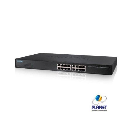 Switch 16 puertos fast, no administrable, Planet FNSW-1601, montaje en rack