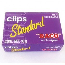 Clip Baco estándar No. 1 12302. Paquete de 10 cajas. Clip metálico galvanizado.