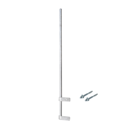 Mástil liviano de pared de 1.5 m (diam. 1-1/4") con cejas de fijación soldadas, ¡no se gira! Incluye taquetes para instalación.