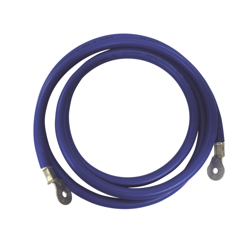 Cable para baterías, 2.2 m azul calibre 2 AWG con terminales de ojo en ambos extremos