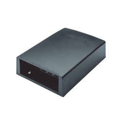 Caja de montaje en superficie, con accesorio para resguardo de fibra óptica, para 12 módulos mini-com, color negro