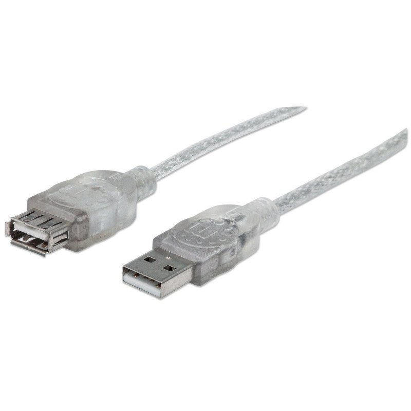 Cable USB V2.0, A-B, 4.5 mts. Tipo A macho - A hembra, plata.
