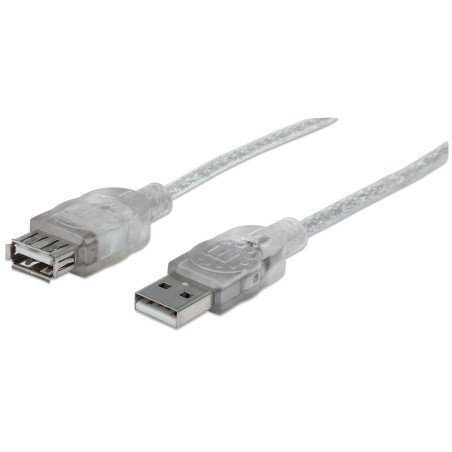 Cable USB V2.0, A-B, 4.5 mts. Tipo A macho - A hembra, plata.