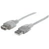 Cable USB V2.0, A-B, 4.5 mts. Tipo A macho - A hembra, plata.
