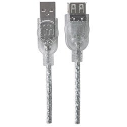 Cable USB V2.0, A-B, 4.5 mts. Tipo A macho - A hembra, plata.