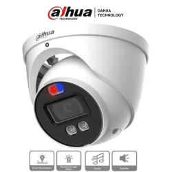 Cámara Domo TiOC de 2 Megapixeles, Smart Dual Illuminators, Disuasion Activa Luz Roja y Azul, Lente de 3.6 mm, Super Adapt, Micr