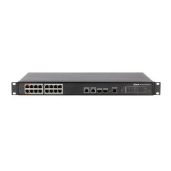 Switch PoE Dahua fast ethernet, administrable capa 2, 16 puertos PoE, 802.3af/at/hi PoE/2 puertos ge, 240watts, switching 8.8g