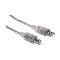 Cable USB 2.0 Manhattan a-b de 5.0 mts plata