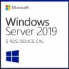 Licencia de uso cal para 5 dispositivos de Microsoft Windows server 2019 en ingles/francés/español/portugués de Brasil