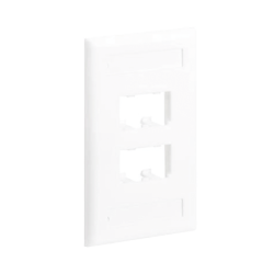 Placa de pared vertical clásica, salida para 4 puertos mini-com, con espacios para etiquetas, color blanco