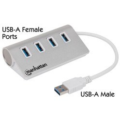 Hub USB v3.0 4 puertos sin fuente aluminio