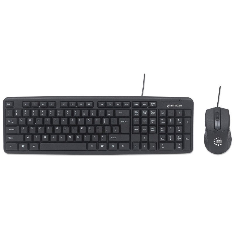 Kit de Mouse y Teclado 178464 Manhattan - Estándar, Negro, 1000 DPI
