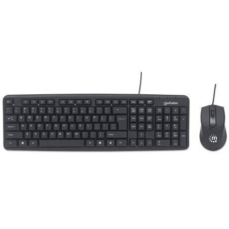 Kit de Mouse y Teclado 178464 Manhattan - Estándar, Negro, 1000 DPI