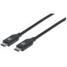 Cables USB-C Manhattan USB-C macho a USB-C macho - USB C, USB C, Macho/Macho, 2 m, Negro