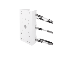 Soporte para montaje en poste de cámaras y gabinetes, para exterior, material acero, color blanco