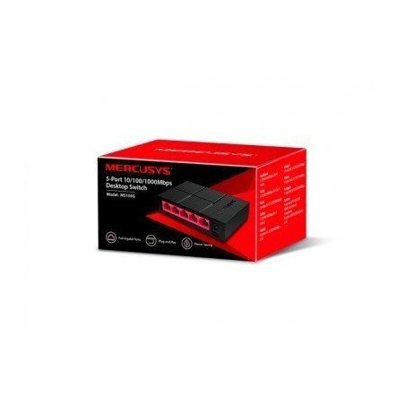 Mini Switch MERCUSYS MS105G - Negro, 5 puertos, RJ-45