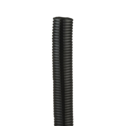 Tubo corrugado abierto para protección de cables, 1in (25.4 mm) de diámetro, 30.5 m de largo, color negro