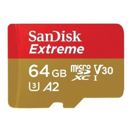 Memoria SanDisk EXTREME Micro SDHC 64GB Clase SANDISK SDSQXA2-064G-GN6MA, 64 GB, Rojo, Clase 10