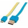Cable plano Manhattan USB versión 2.0 a macho -micro b macho 1.8m azul/amarillo