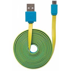 Cable plano Manhattan USB versión 2.0 a macho -micro b macho 1.8m azul/amarillo