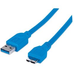 Cable USB 3.0 Manhattan, A macho/micro B macho, 1 mts azul