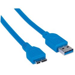 Cable USB 3.0 Manhattan, A macho/micro B macho, 1 mts azul