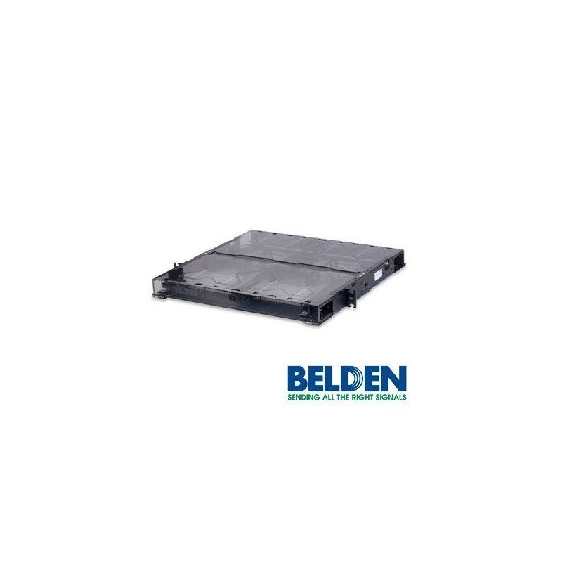Charola fibra óptica rack Belden ECX-01U para 2 adaptadores frame o ca