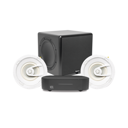 Kit amplificador vssl a1x, 2 bocinas de techo truaudio g72, subwoofer 