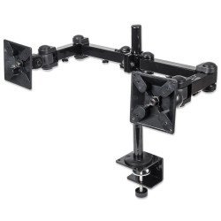 Manhattan Soporte para monitor, de escritorio, movimiento articulado, 2 pantallas planas de 13" a 24" máximo 6 kg cada uno