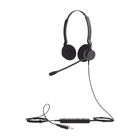 Jabra Biz 2300 Duo USB UC Auriculares Alámbrico Diadema Oficina/Centro de llamadas USB tipo A Negro