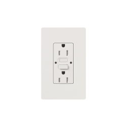 Tomacorriente 125V 15A resistente a manipulaciones, color blanco.