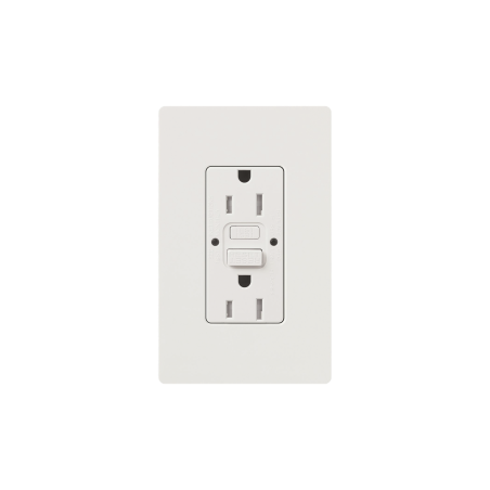 Tomacorriente 125V 15A resistente a manipulaciones, color blanco.