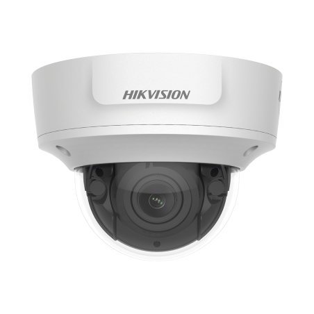 Domo IP 8 Megapixel, Lente Mot. 2.8 a 12 mm, 30 mts IR EXIR, Exterior IP67, IK10, Entrada y Salida de Audio y Alarma
