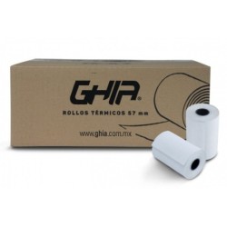 Caja rollo papel térmico Ghia 57x40 mm, 50 piezas, para impresoras de 58mm, reacción negro