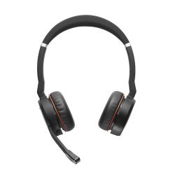 Auricular Jabra Evolve 75 UC estéreo, audífonos inalámbricos con cancelación de ruido activa superior y luz de ocupado integrada
