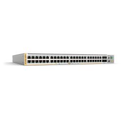 Switch PoE+ Stackeable Capa 3, 48 puertos 10/100/1000 Mbps + 4 puertos SFP+ 10 G, hasta 740 W, fuente redundante