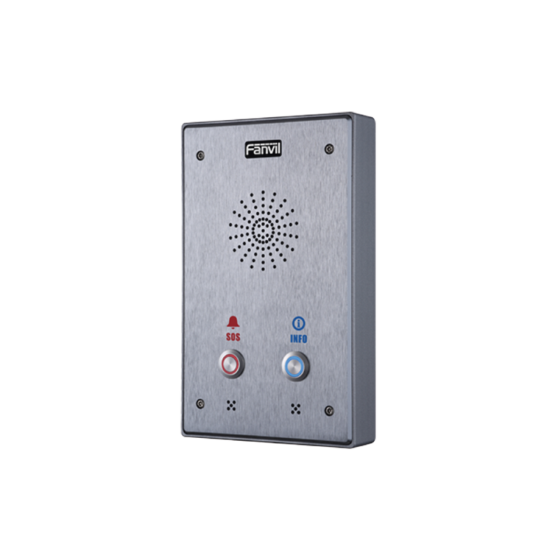 Intercomunicador IP, 2 líneas SIP, 2 relevadores con 2 botones para llamada, anti-Vandálico, IP65 e IK10, PoE