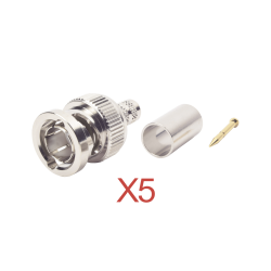 Kit de 5 Conectores BNC Macho RFB-1707-D de Anillo Plegable, RG-59, 75