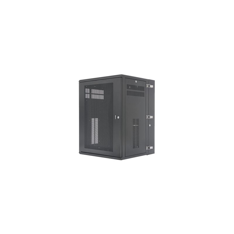 Gabinete PanZone de Montaje en Pared, de 19in, Puerta Ventilada, 18 UR, 635mm de Profundidad, Color Negro