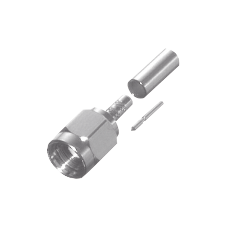 Conector SMA Macho de Anillo Plegable para Cables, RG-58/U Plenum, RG-122, Motorola Blanco, Níquel/Oro/Teflón.