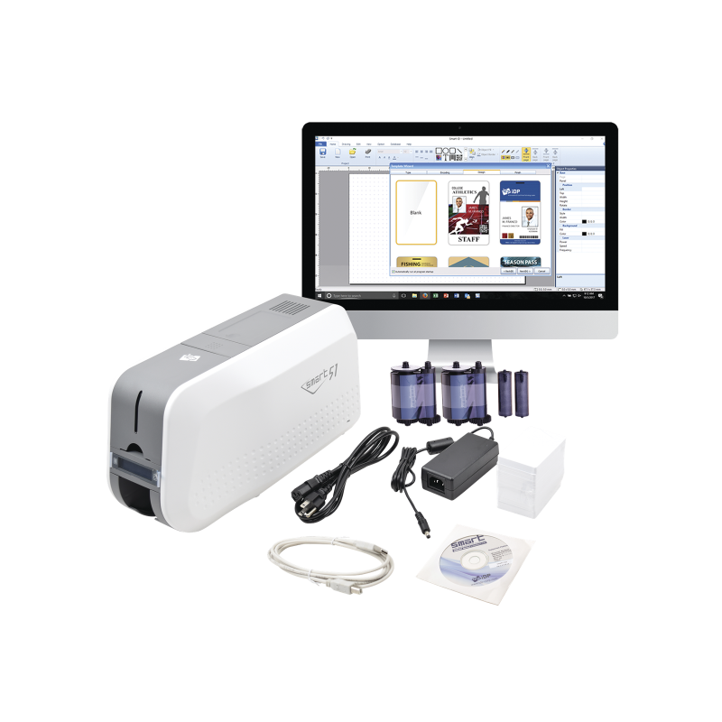 Kit de Impresora tarjetas de PVC, Puede Crecer a Laminador, Una Cara, Incluye: 2 x Ribbon a Color, 100 Tarjetas PVC, Kit de Limp