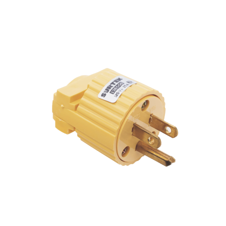 Clavija con Abrazadera Plástica Aterrizada 127 Vca-15A Max. (Fabricada en Plástico ABS).