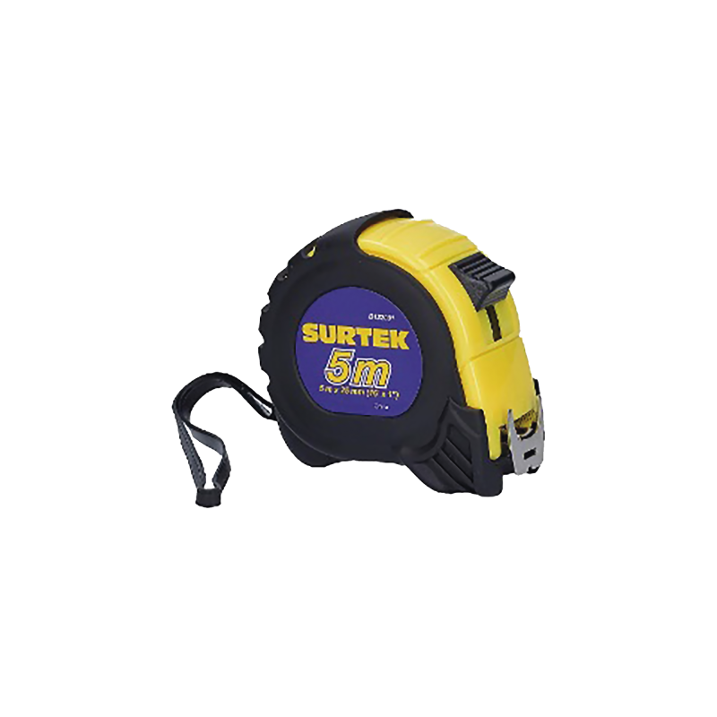 Flexómetro anti impacto de 5 metros, cinta ancha con botón de freno.