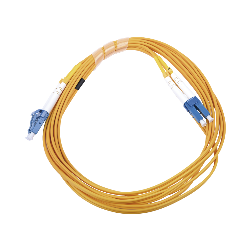 Jumper de fibra óptica monomodo 9/125 lc/upc-lc/upc, PVC, 2.0 mm, dúplex, amarillo, 3 metros