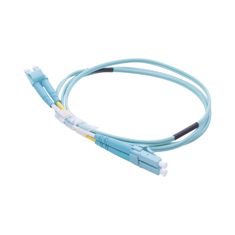 Jumper de fibra óptica multimodo OM3 50/125 lc-lc ofnr (riser), 2.0 mm, dúplex, aqua, 1 metro