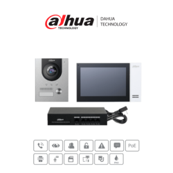 Kit de Videoportero IP con Frente de Calle Metalico, Monitor y Switch PoE, Monitor de 7 Pulgadas Touch, Ranura SD, Frente de Cal