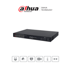 Switch PoE de 16 puertos gigabit, PoE inteligente, puerto rojo de 90w, 190 watts totales, 2 puertos sfp ópticos, protocolos Poe: