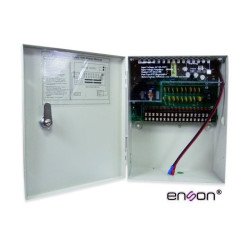 Fuente de poder tipo caja para cámaras 12vdc 10a Enson PSB-1218BACKUP 16cam con respaldo y cargador no incluye batería. Compatib