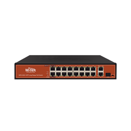 Switch no administrable 5 puertos PoE gigabit, 1 SFP, alimentación DC